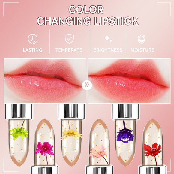 Crystal Natural Flower Color Changing Moisturizing Lipstick with Vitamin E - Picture 3 of 6